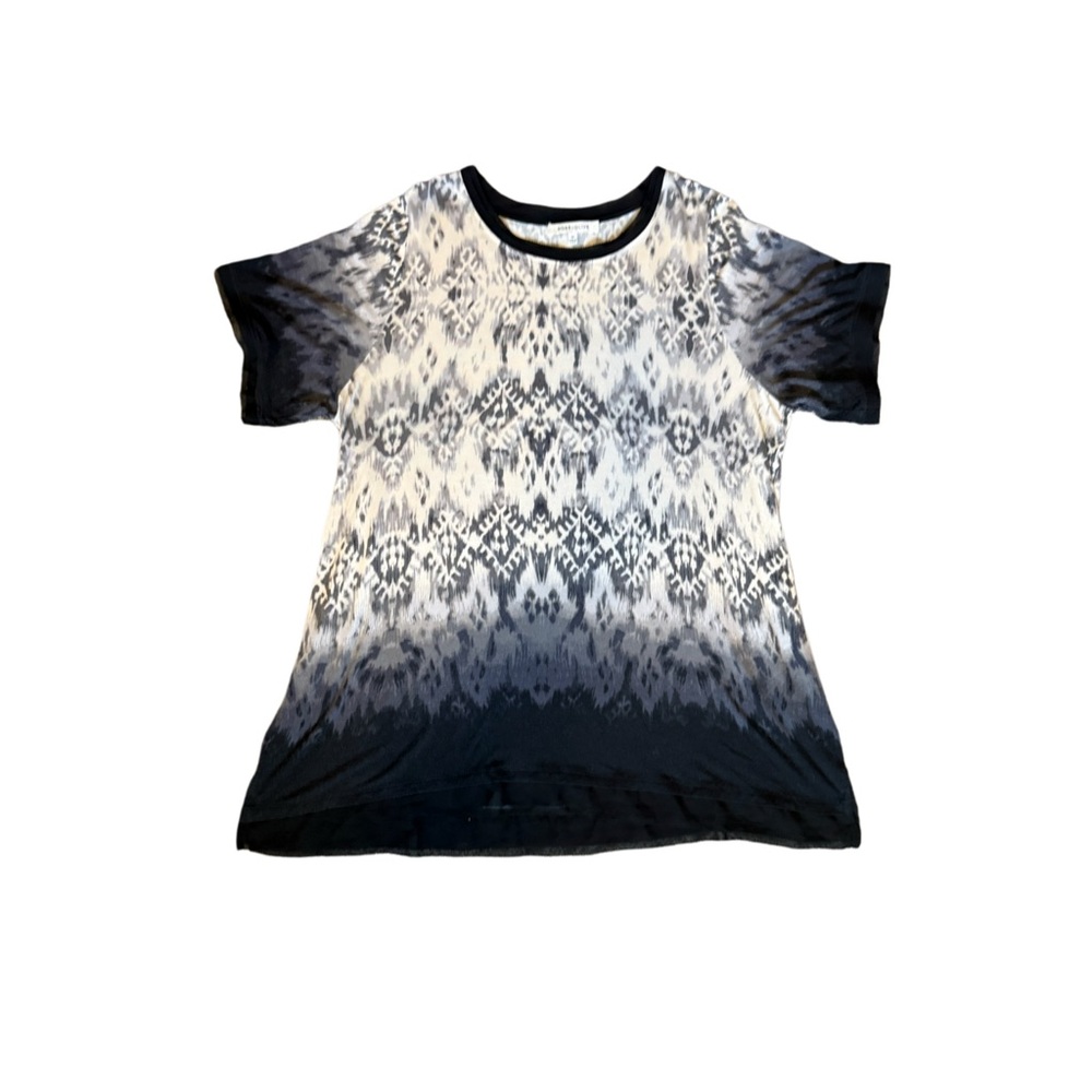 Rose & Olive Black and White Ikat Ombre Tunic